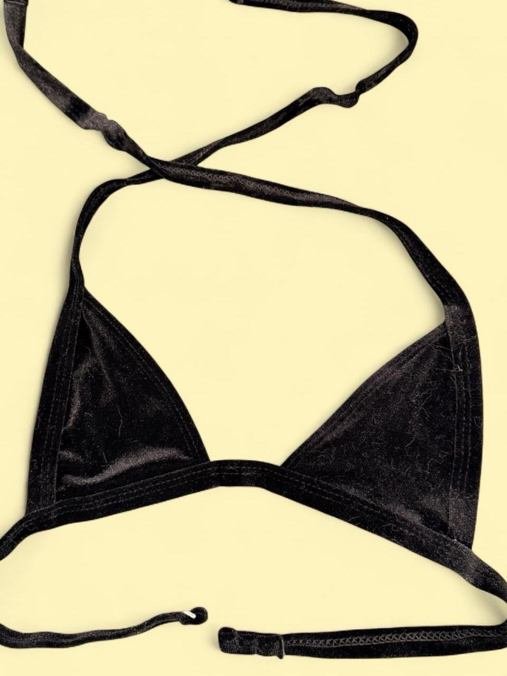 Adika Black Velvet Triangle Bikini Top